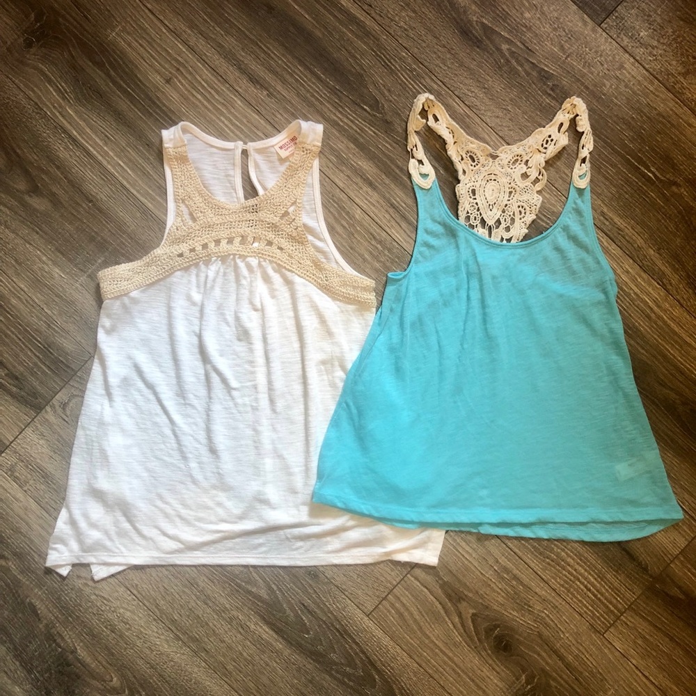 Bundle of 2 Boho crochet detail tank tops